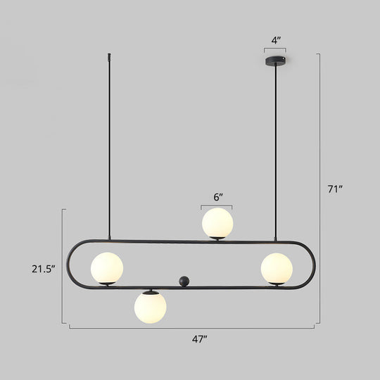 Minimalist Metal Island Light With Milk Glass Shade