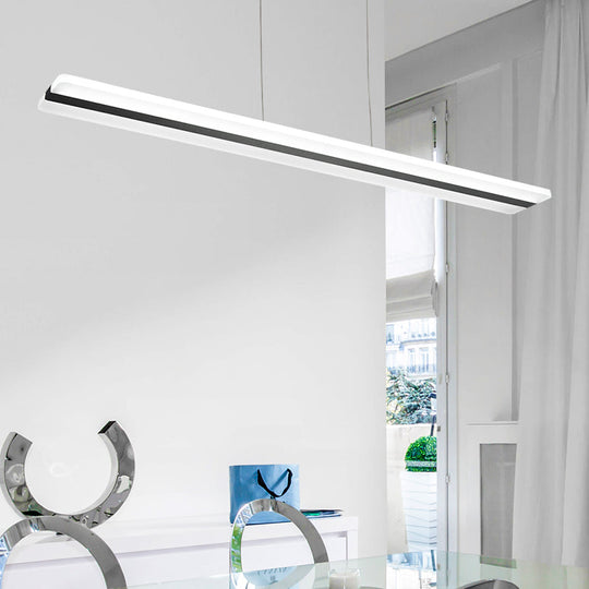 Minimalist Led Hanging Lamp With Black And White Plank Design - Acrylic Island Lighting For Tables