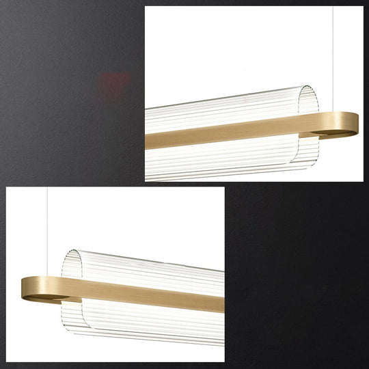 Gold Nordic Linear Island Lamp: Acrylic Led Pendant Light For Dining Room