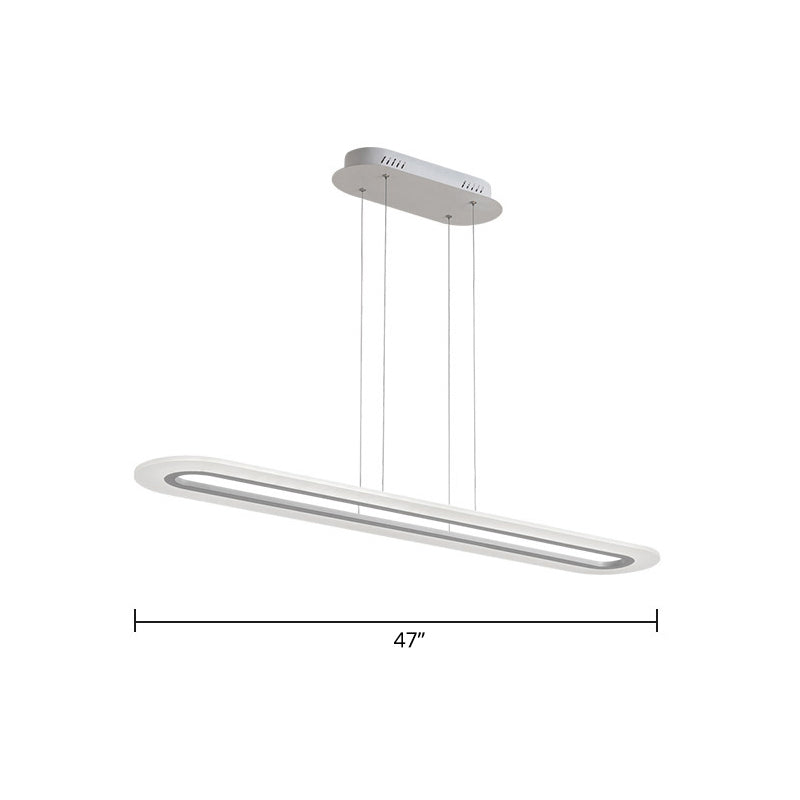 Minimalist Led Island Light Fixture - Acrylic Oblong Design