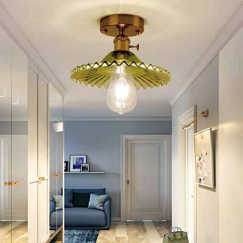 Modern Floral Glass Ceiling Light - Elegant Single-Bulb Foyer Flush Fixture