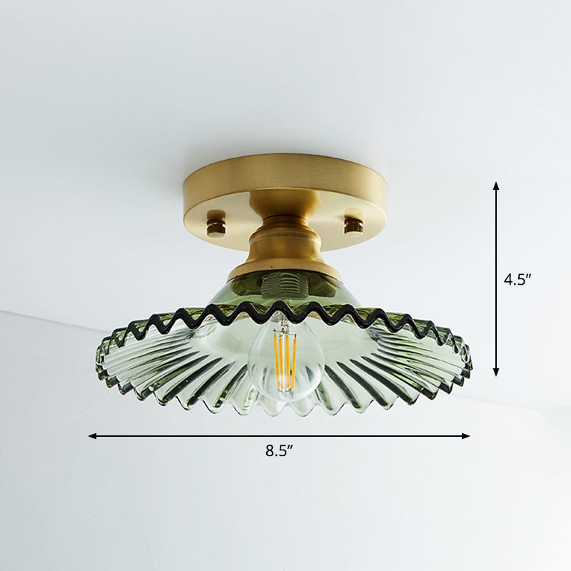 Single Brass Shaded Flushmount Bathroom Ceiling Light in Countryside Style