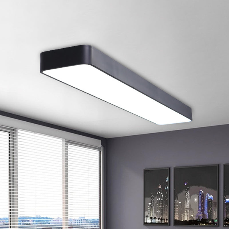 Sleek Black Led Ceiling Light: Contemporary Rectangular Aluminum Flush Mount For Offices