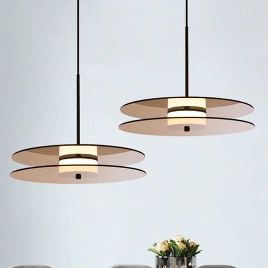 Monica - Amber Glass Disc Pendant Lighting: Modern 1 Light Led Hanging Lamp