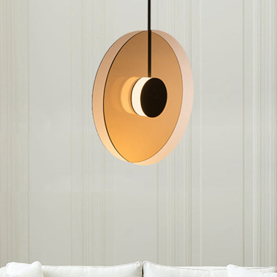 Monica - Amber Glass Disc Pendant Lighting: Modern 1 Light Led Hanging Lamp