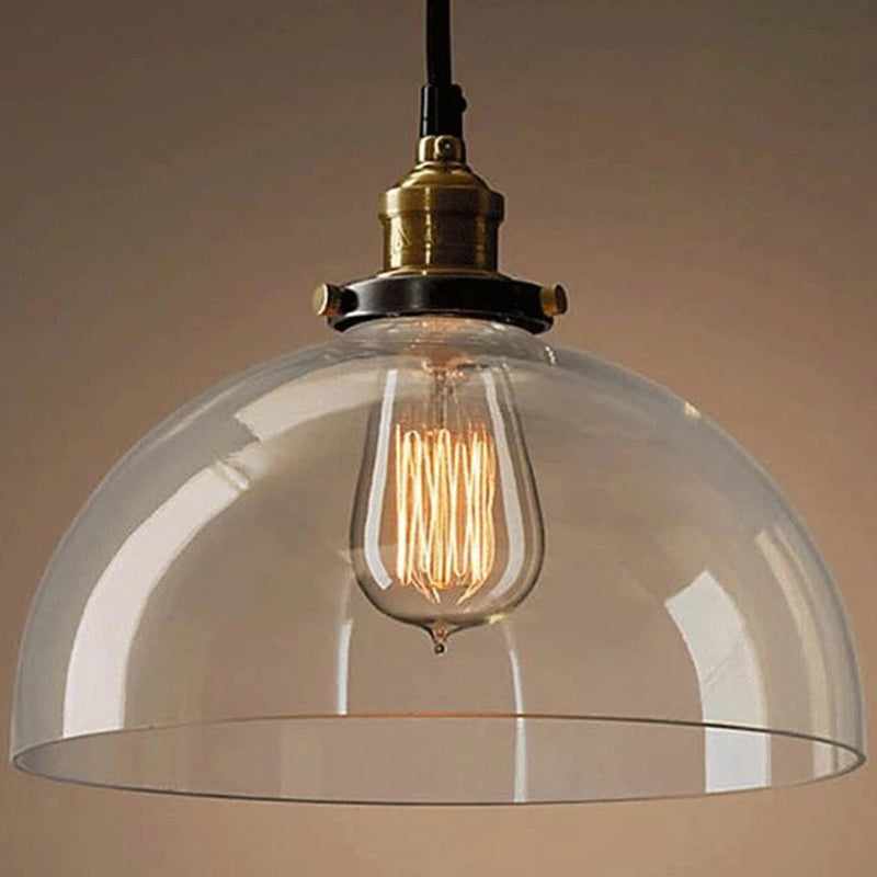 Industrial Wall Lamp With Swivel Glass Shade - Brass-Black Finish For Kitchen And More Clear /