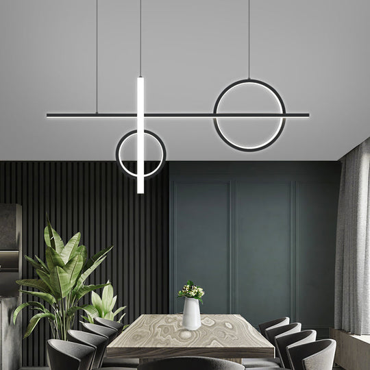 Black Acrylic Led Pendant Light: Minimalist Novelty Island Suspension