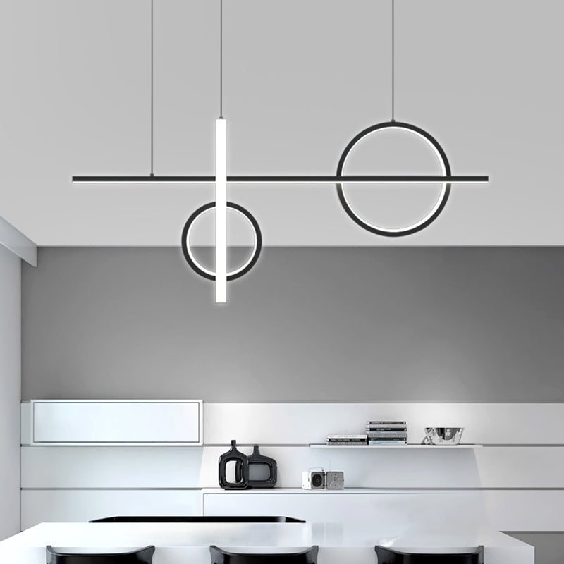 Black Acrylic Led Pendant Light: Minimalist Novelty Island Suspension