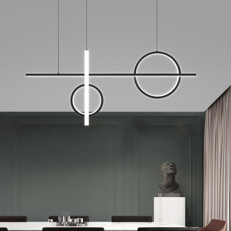 Black Acrylic Led Pendant Light: Minimalist Novelty Island Suspension