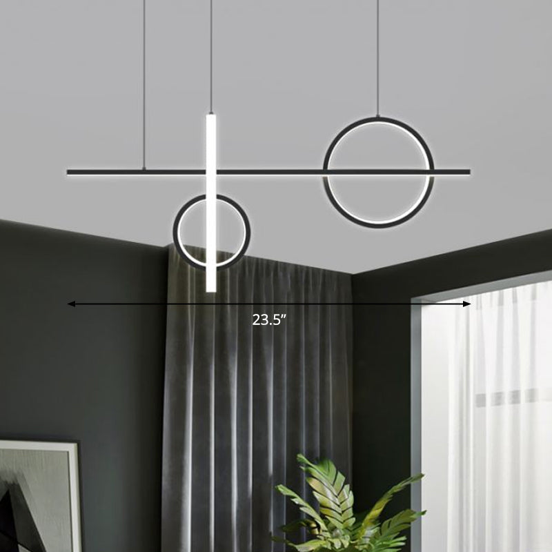 Black Acrylic Led Pendant Light: Minimalist Novelty Island Suspension