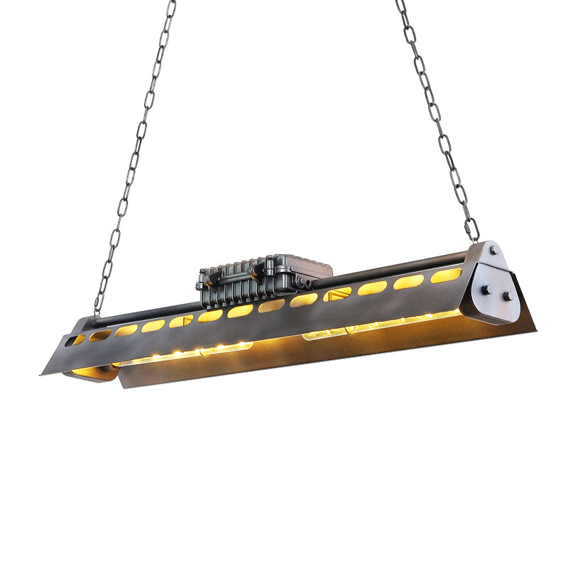 Metal Island Lighting Fixture - Triangular Loft Style 1 Head Restaurant Billiard Lamp