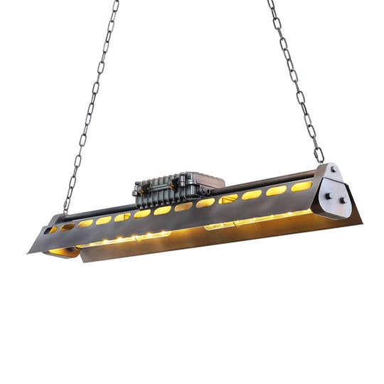 Metal Island Lighting Fixture - Triangular Loft Style 1 Head Restaurant Billiard Lamp