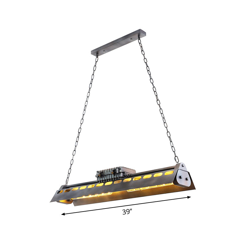 Metal Island Lighting Fixture - Triangular Loft Style 1 Head Restaurant Billiard Lamp