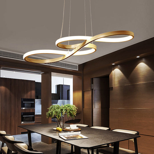 Minimalist Metal Led Island Light With Musical Notes Design For Dining Room Gold / 29.5 Natural