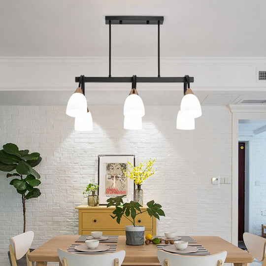 White Glass Tulip Suspension Light Modern Island Ceiling Fixture For Dining Room