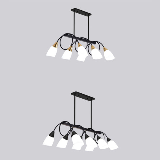 White Glass Tulip Suspension Light Modern Island Ceiling Fixture For Dining Room