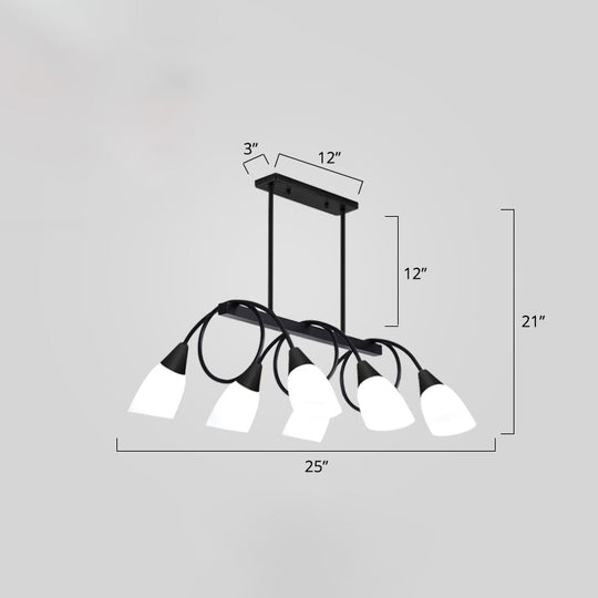 White Glass Tulip Suspension Light Modern Island Ceiling Fixture For Dining Room