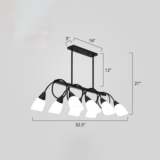 White Glass Tulip Suspension Light Modern Island Ceiling Fixture For Dining Room