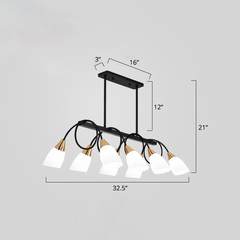 White Glass Tulip Suspension Light Modern Island Ceiling Fixture For Dining Room