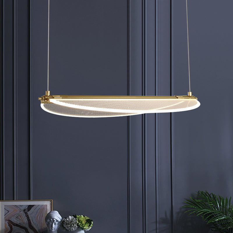 Minimalistic Acrylic Dining Room Pendant Light - Folding Island In Gold