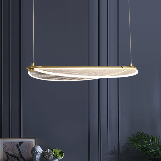 Minimalistic Acrylic Dining Room Pendant Light - Folding Island In Gold