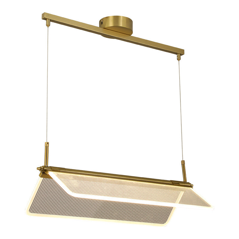 Minimalistic Acrylic Dining Room Pendant Light - Folding Island In Gold