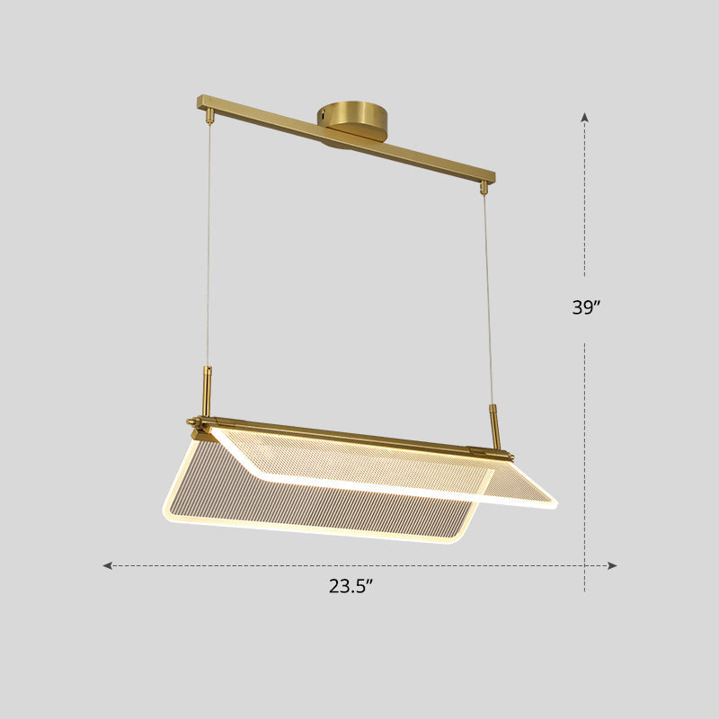 Minimalistic Acrylic Dining Room Pendant Light - Folding Island In Gold