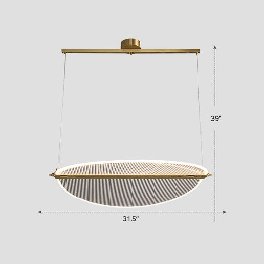 Minimalistic Acrylic Dining Room Pendant Light - Folding Island In Gold