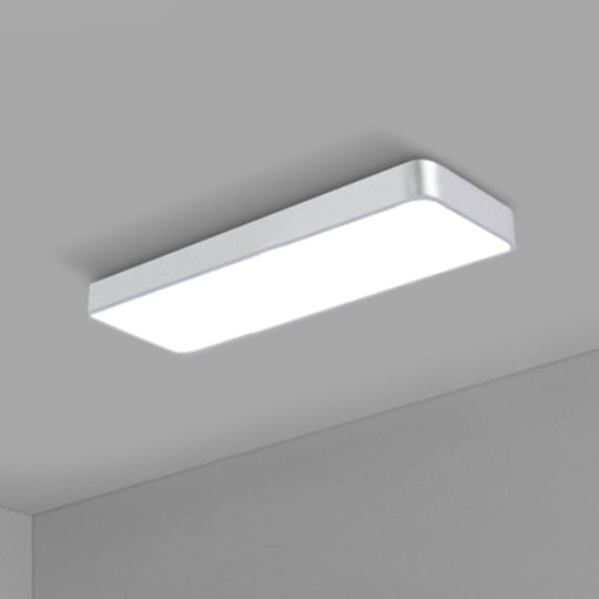 Modern Led Flush Light With Rectangular Acrylic Shade - Office Ceiling Mounted Silver / Large 35.5