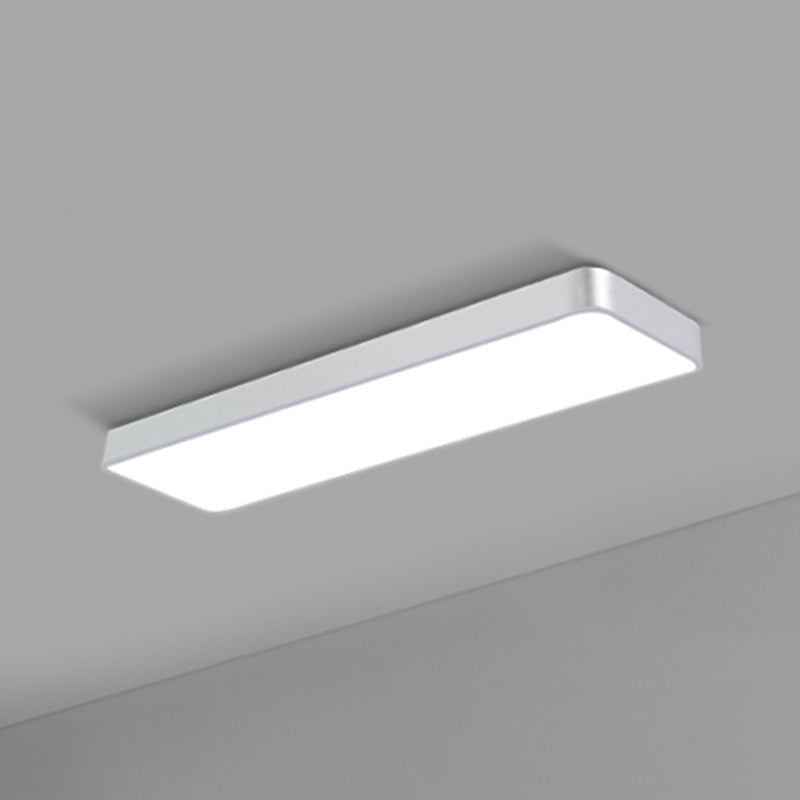 Modern Led Flush Light With Rectangular Acrylic Shade - Office Ceiling Mounted Silver / Large 47.5