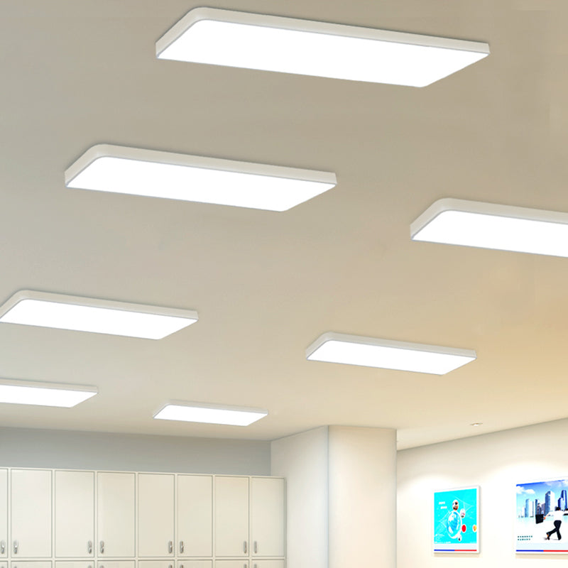 Modern Led Flush Light With Rectangular Acrylic Shade - Office Ceiling Mounted