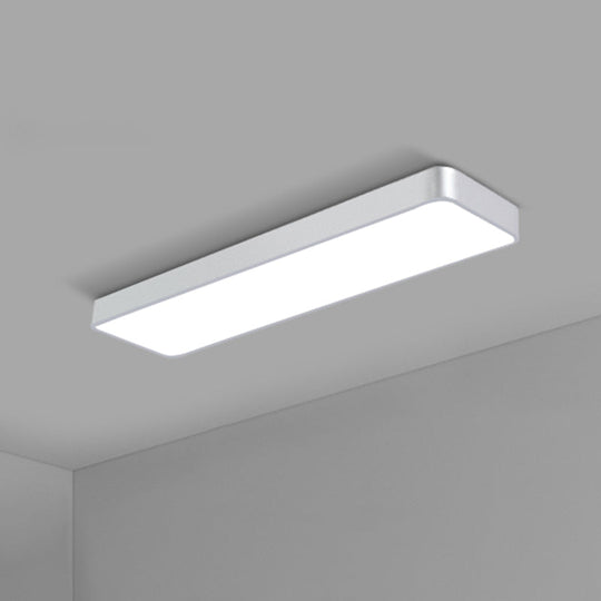 Modern Led Flush Light With Rectangular Acrylic Shade - Office Ceiling Mounted Silver / Large 59