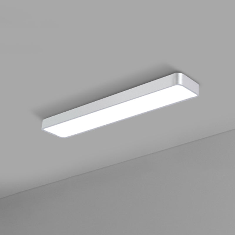 Modern Led Flush Light With Rectangular Acrylic Shade - Office Ceiling Mounted Silver / Small 47.5