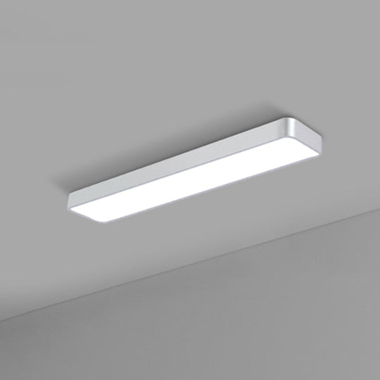 Modern Led Flush Light With Rectangular Acrylic Shade - Office Ceiling Mounted Silver / Small 47.5