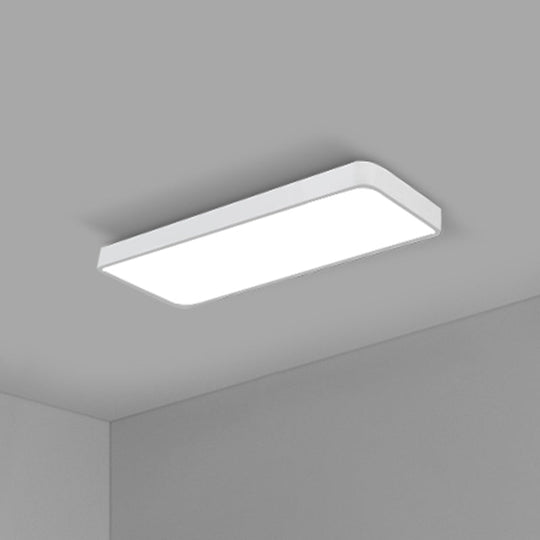 Modern Led Flush Light With Rectangular Acrylic Shade - Office Ceiling Mounted White / Large 35.5