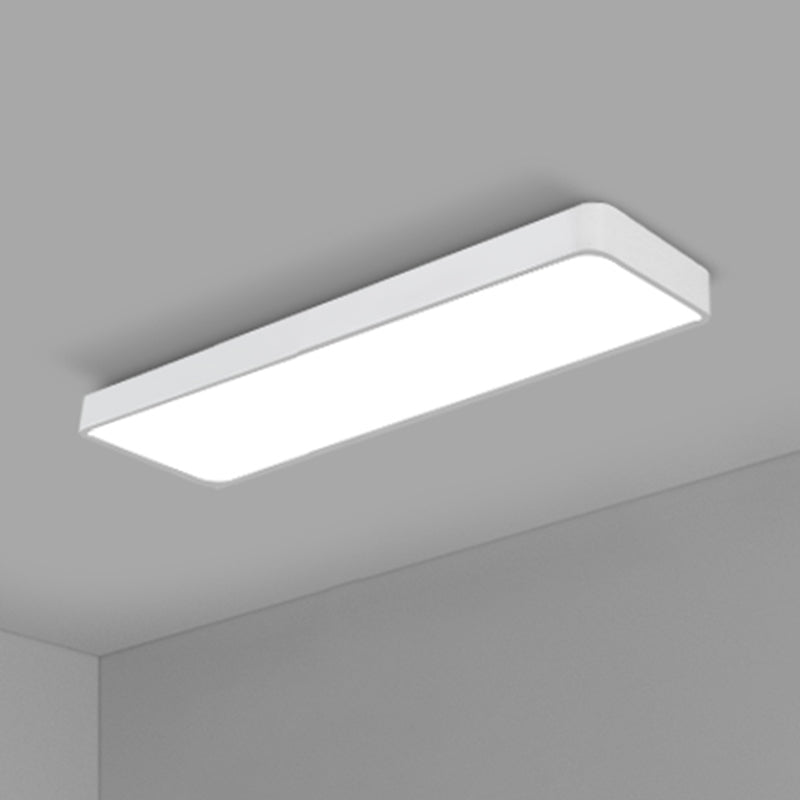 Modern Led Flush Light With Rectangular Acrylic Shade - Office Ceiling Mounted White / Large 47.5