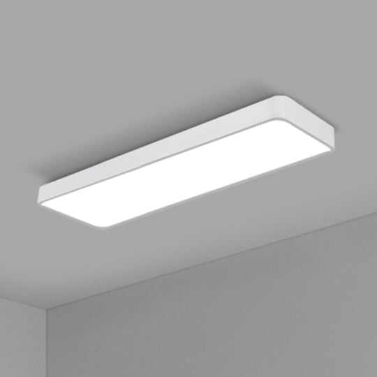 Modern Led Flush Light With Rectangular Acrylic Shade - Office Ceiling Mounted White / Large 47.5