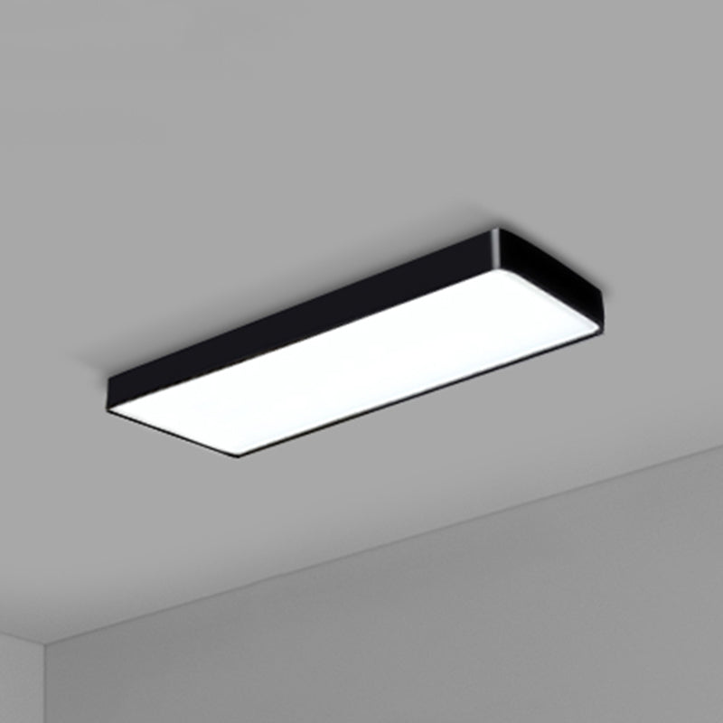 Modern Led Flush Light With Rectangular Acrylic Shade - Office Ceiling Mounted Black / Large 35.5