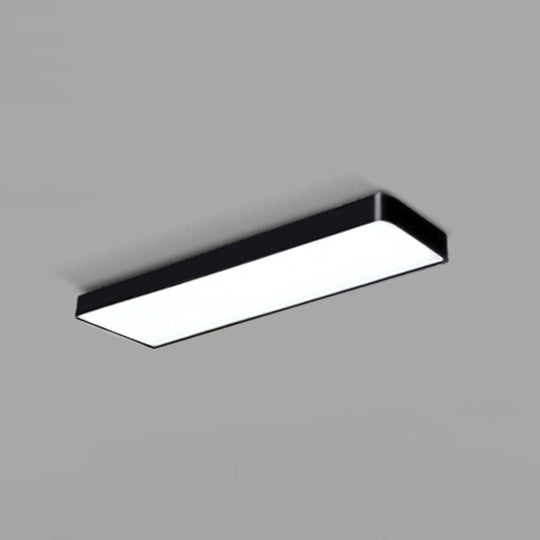 Modern Led Flush Light With Rectangular Acrylic Shade - Office Ceiling Mounted Black / Large 47.5