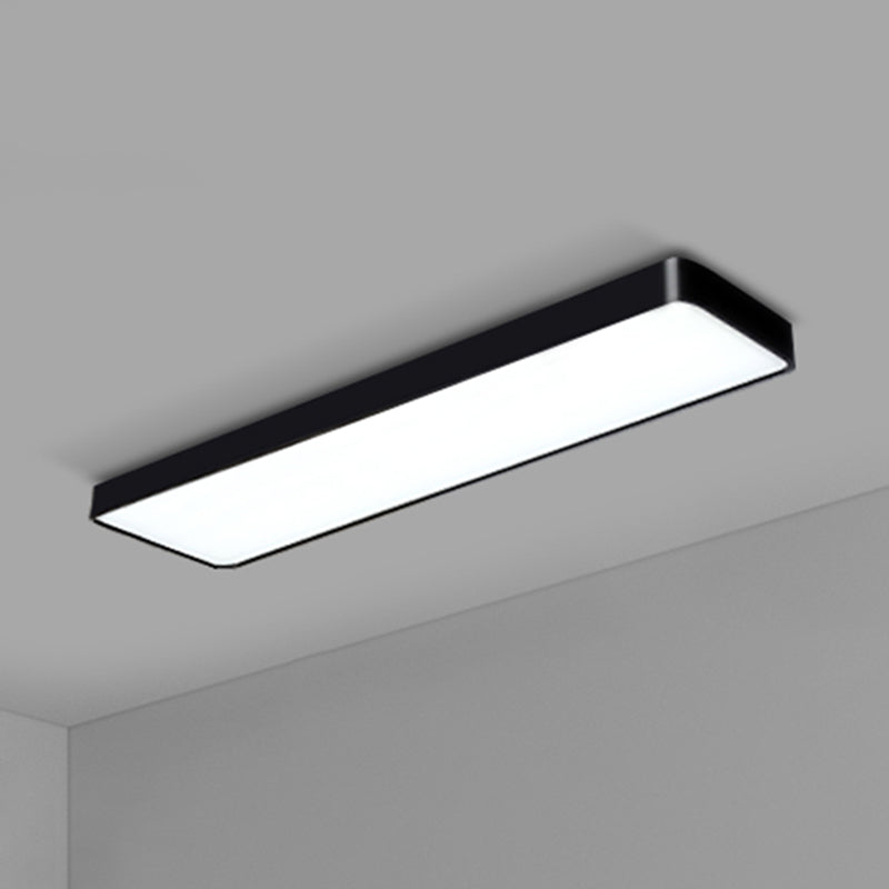 Modern Led Flush Light With Rectangular Acrylic Shade - Office Ceiling Mounted Black / Large 59