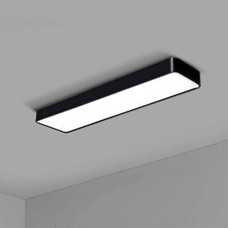 Modern Led Flush Light With Rectangular Acrylic Shade - Office Ceiling Mounted Black / Small 35.5