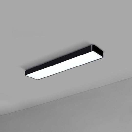 Modern Led Flush Light With Rectangular Acrylic Shade - Office Ceiling Mounted Black / Small 47.5