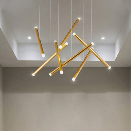 Lyla - 7-Light Brown/Gold/Rose Gold Flute Cluster Pendant Light Simple Style 7 Lights Metal Pendant Light for Dining Room in Warm/White