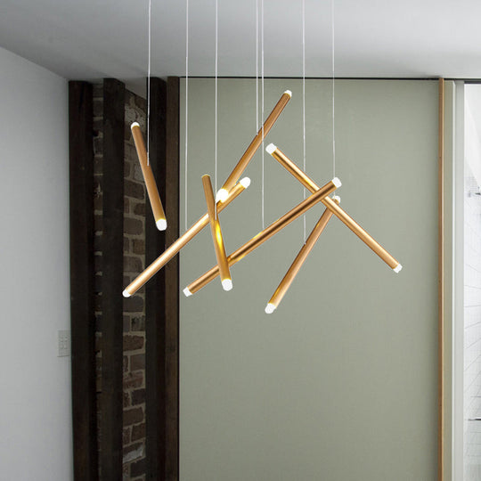 Lyla - 7-Light Brown/Gold/Rose Gold Flute Cluster Pendant Light Simple Style 7 Lights Metal For