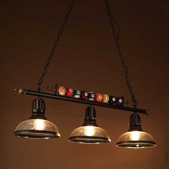 Industrial Metal Billiards Island Light For Restaurants With Bowl Shade