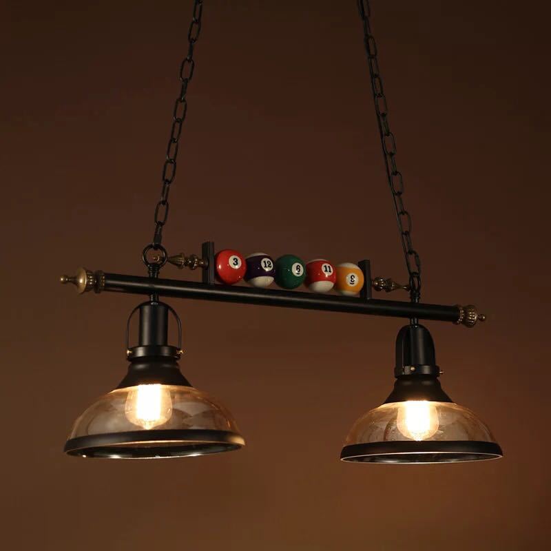 Industrial Metal Billiards Island Light For Restaurants With Bowl Shade 2 / Cognac