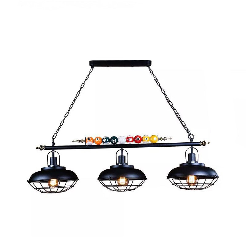 Industrial Metal Billiards Island Light For Restaurants With Bowl Shade 3 / Black