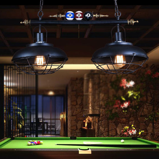 Industrial Metal Billiards Island Light For Restaurants With Bowl Shade