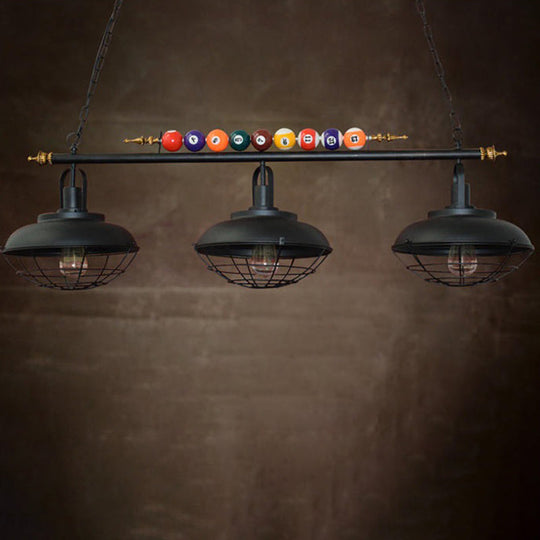 Industrial Metal Billiards Island Light For Restaurants With Bowl Shade