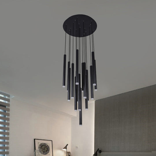 Daisy - Black Pipe Pendant Lighting - Modern 5/16 Lights Metal Cluster Pendant